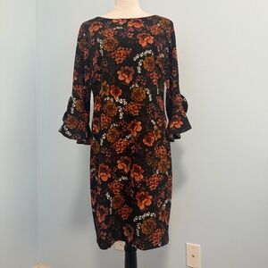 Karl Lagerfeld Women's 3/4 Sleeve‎ Lynn Ruffle Detail Dress Size 12